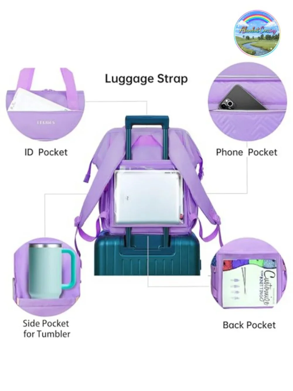 Large Knitting Bag Backpack Yarn Storage Organizer with USB Port for Travel